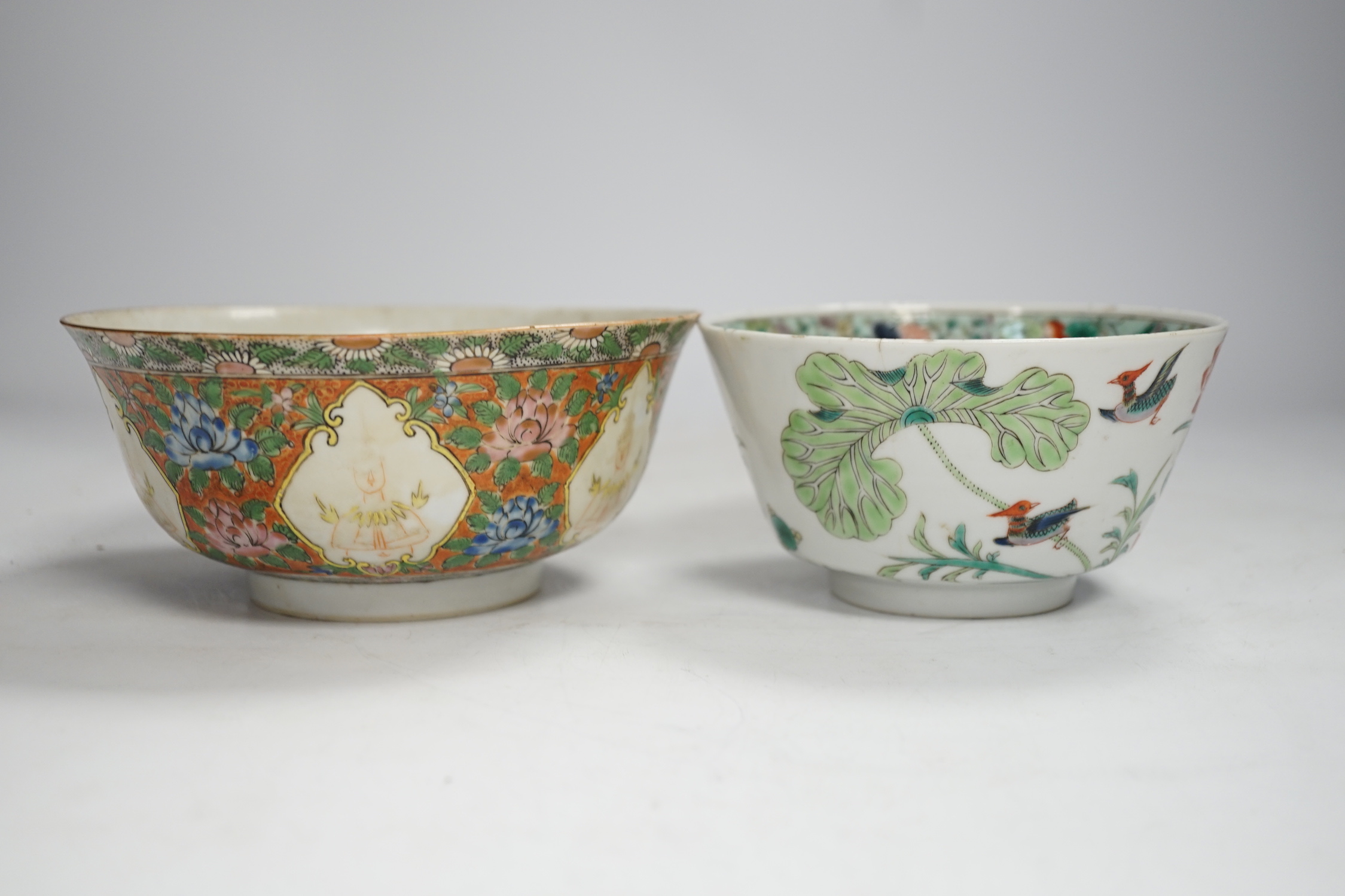 Two Chinese enamelled porcelain bowls, one for the Thai market, late Qing period, largest 16cm in diameter